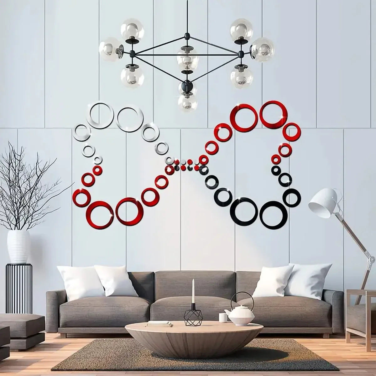Set of 24 Gold & Silver Mirror Circle Wall Stickers