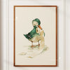 Watercolor painting of a duck in profile on a framed canvas print.