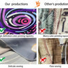 Comparison of high-definition color printing and delicate sewing on a tapestry wall hanging.