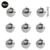 Nine silver disco mirror balls displayed in a grid format.