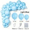 Light blue latex balloon garland kit featuring balloons, ribbon, chain, and glue for party decor
