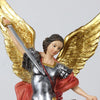 Resin statue of Saint Michael the Archangel with golden wings and a sword