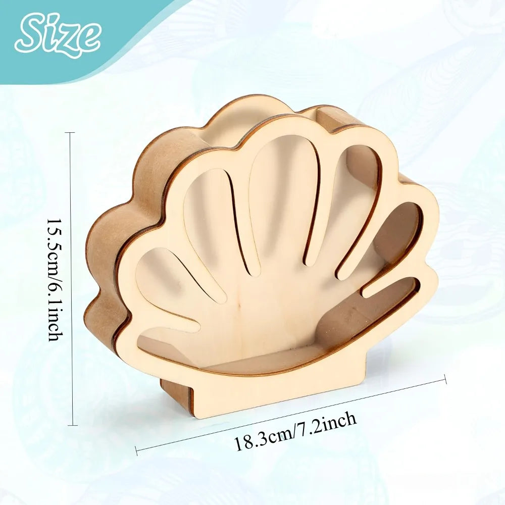 Wooden Seashell Display Box with Acrylic Window