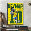 Wall art poster featuring a depiction of Neymar Jr playing football with a soccer ball against a bright yellow background.