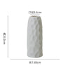 White ceramic desktop vase with an organic ripple texture, measuring 3.6cm in diameter and 20.0cm in height.