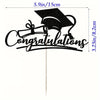 Black silhouette graduation cake topper featuring a mortarboard and the word congratulations