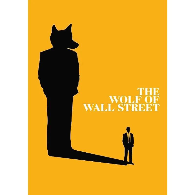 A black silhouette of a wolf standing against a solid orange background.