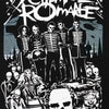 A black and white graphic poster featuring My Chemical Romance band members and skulls.