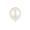 A single, smooth, pearl white latex balloon.