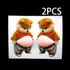Two orange Shiba Inu squishy stickers with puffy bellies are shown on a white background.