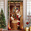 Merry Christmas Party Decoration Door Cover with Santa, Snowman & Reindeer Design