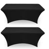 Black stretch fitted spandex table cover for rectangle and folding tables
