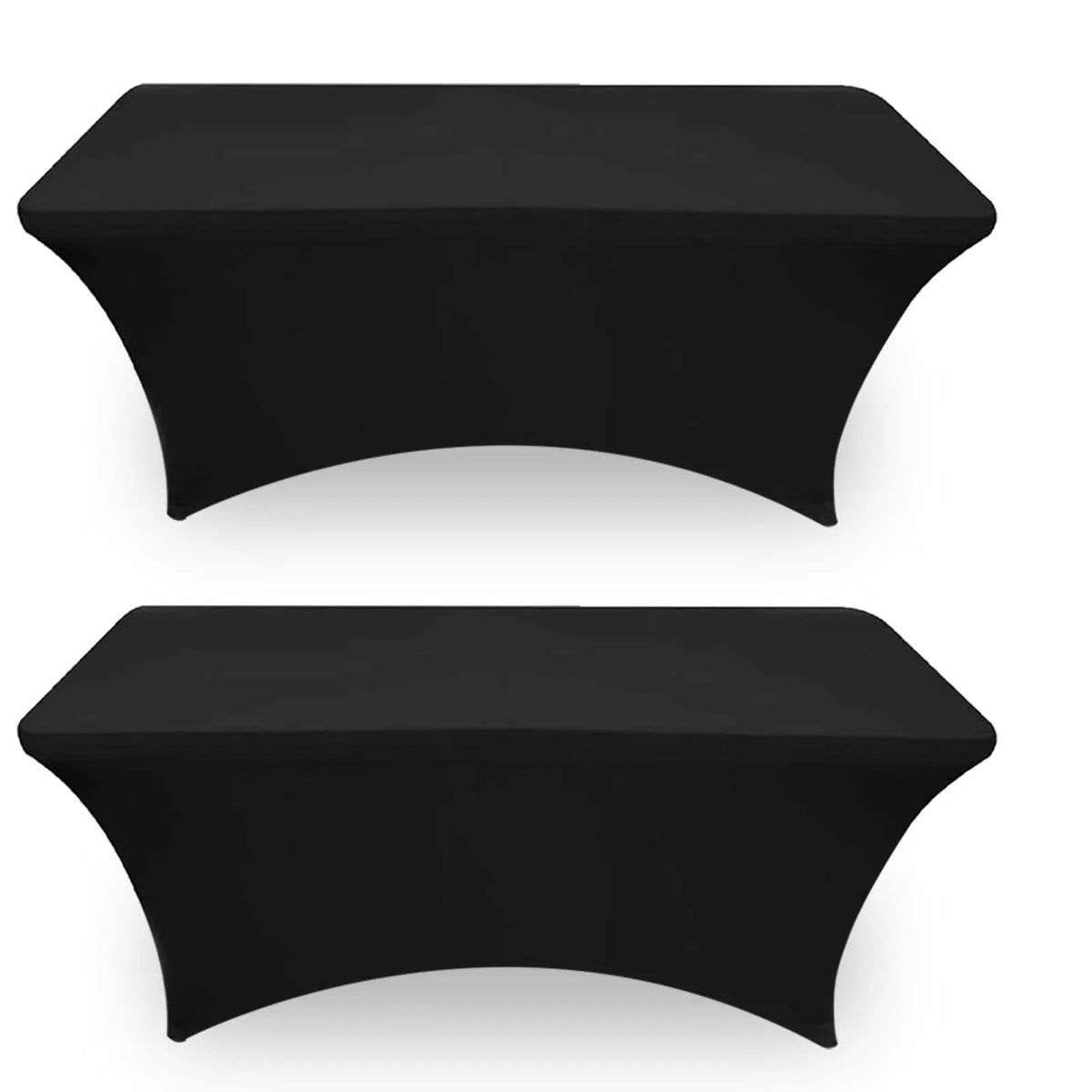 Black stretch fitted spandex table cover for rectangle and folding tables