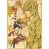 Anime character illustration of a male with green hair and intense eyes in a vintage style.