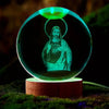 A glowing green crystal ball night light featuring a silhouette of Jesus Christ.