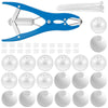 A blue DIY stress ball making kit featuring a plastic tool and various white filling beads.