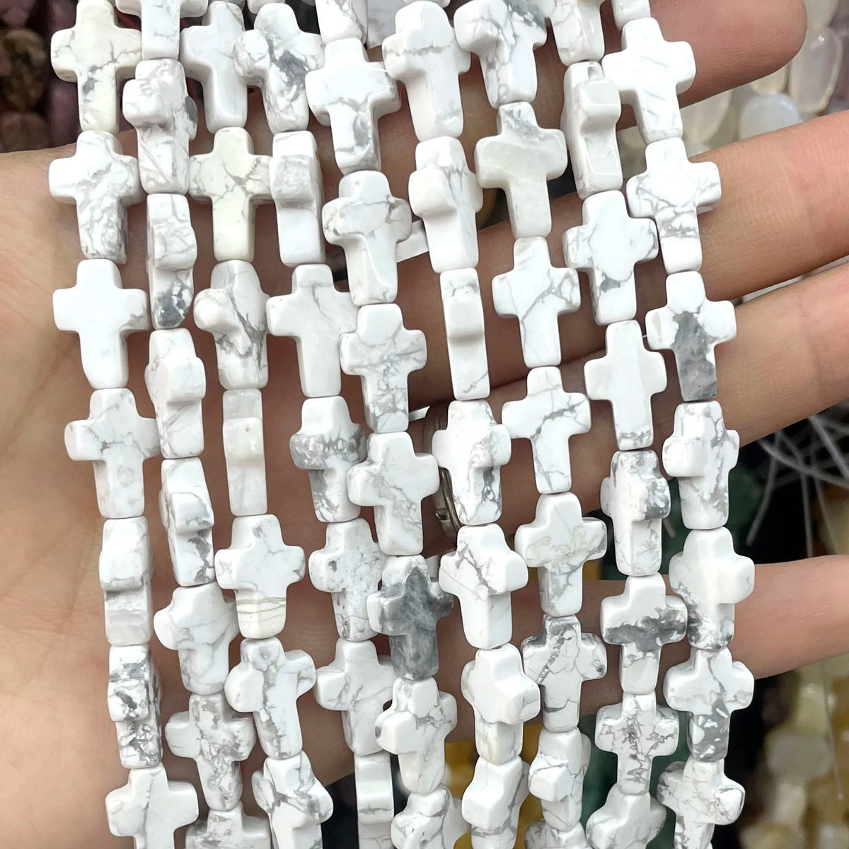Natural Stone Cross Beads for Jewelry Making