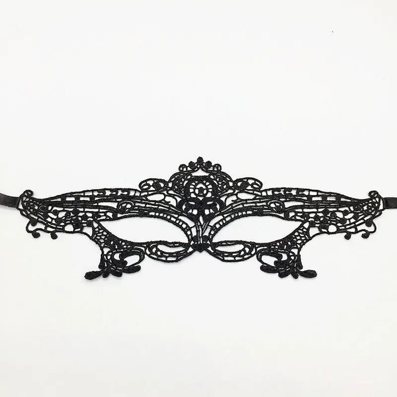 Elegant black lace half face mask for masquerade and costume parties