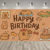 Cute Capybara Cartoon Birthday Party Backdrop