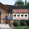 Vintage metal tin sign warning property protected by highly trained chickens