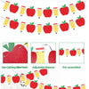 Red apple and pencil bunting banner with glitter finish and adjustable distance