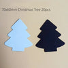 A pair of 70x60mm Christmas tree magnets in light blue and black.