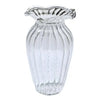 Handcrafted blue glass flower sculpture with a flared rim and textured body.