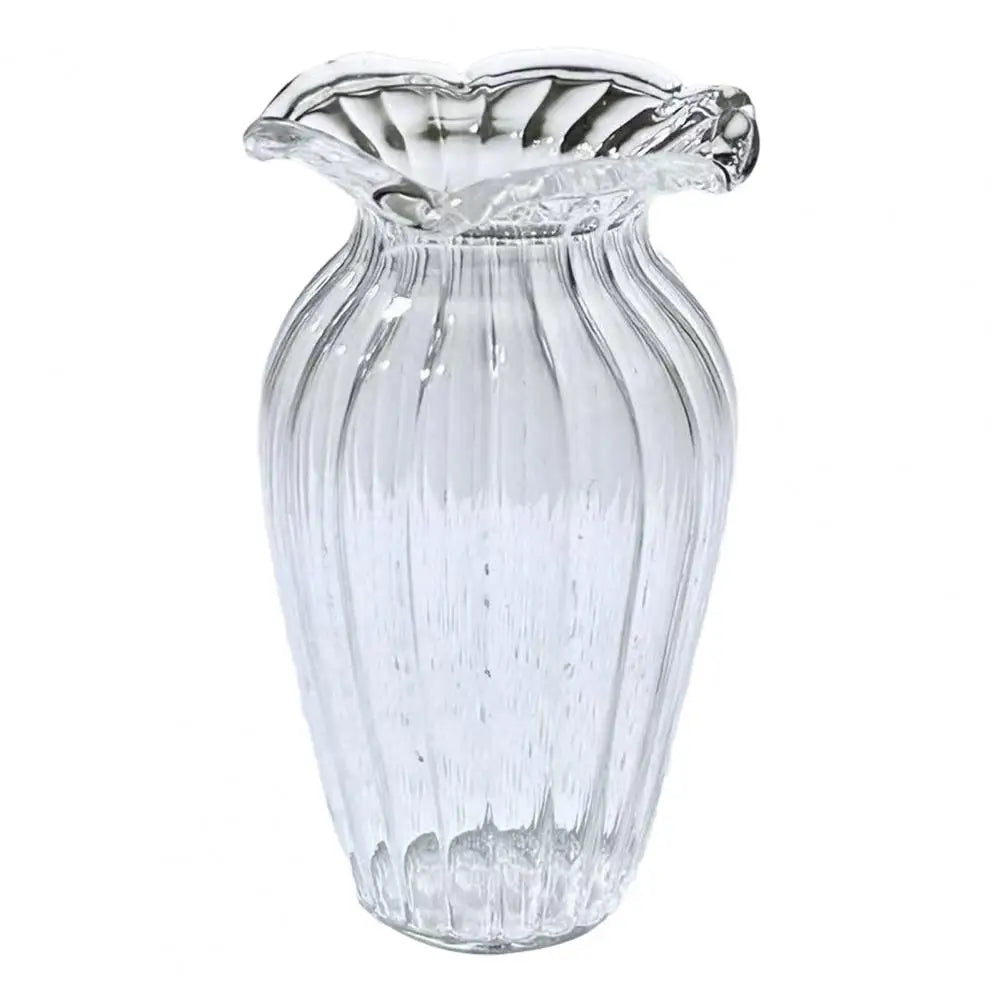 Handcrafted blue glass flower sculpture with a flared rim and textured body.