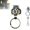 Silver metal Y-shaped charm keychain with a quick-release clip