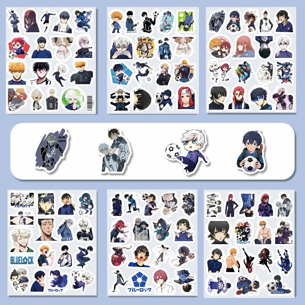 A collection of cartoon graffiti stickers featuring characters from various anime and manga series for decorating water bottl