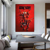 Impresión en lienzo con fondo rojo e imagen de la pared de carreras de Michael Schumacher.