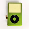 A green iPod front faceplate with a yellow screen and a black clickwheel replacement kit.