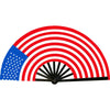 A hand fan design featuring the flag of the United States and a red, white, and blue striped pattern.