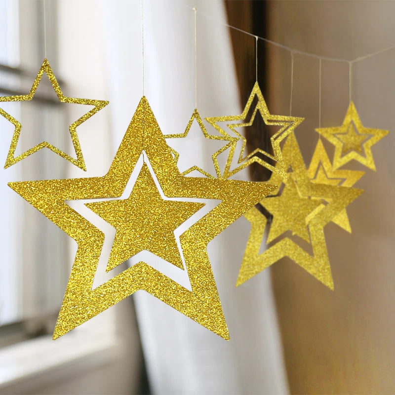 Gold Twinkle Star Paper Garlands
