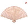 A light beige lace folding hand fan with a delicate, fan-like design.
