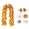 Artificial maple leaf garland featuring yellow autumn leaves and decorative gourds for home decor