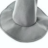 A gray witch hat with a tall cylinder shape is shown from the top view.