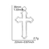A silver cross charm with a 38mm size and 2.7g weight.