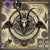 Occult pentagram tablecloth featuring intricate design with Hebrew runes and a ram's head.