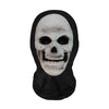 Black fabric mask shaped like a human skull for carnival or cosplay