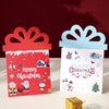 A set of three red and blue cartoon Christmas thank you cards with festive designs displayed on a white surface.