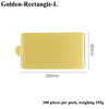A rectangular, light yellow Golden-Rectangle-L dessert cake board, 100 pieces per pack, weighing 355g.