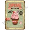 A vintage-style plaque for a cupcake bakery shop featuring the word CUPCAKE and awards.