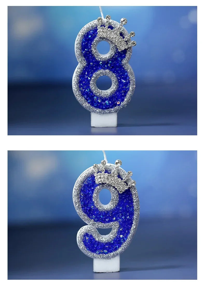 Blue Crown Number Birthday Candle