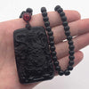 Amitabha Buddha Carved Obsidian Pendant Necklace