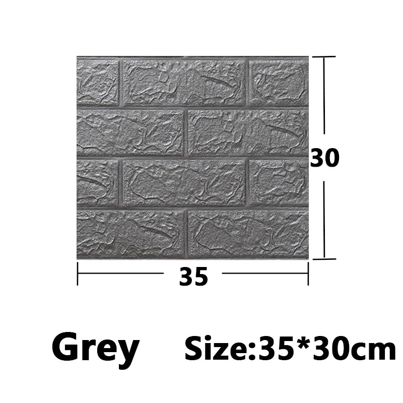 Grey self-adhesive 3D foam wall panels measuring 35 by 30 centimeters