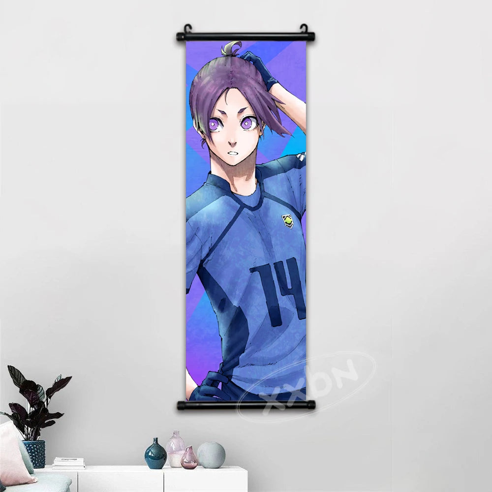 Anime canvas wall art featuring Isagi Yoichi and Chigiri Hyoma in blue soccer uniforms