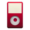 A red iPod front faceplate with a circular replacement component visible.