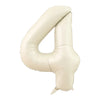A beige foil number balloon shaped like the numeral 4.