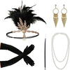 1920s Gatsby Flapper Accessory Set with Headband, Gloves, Pearl Necklace & Cigarette Holder